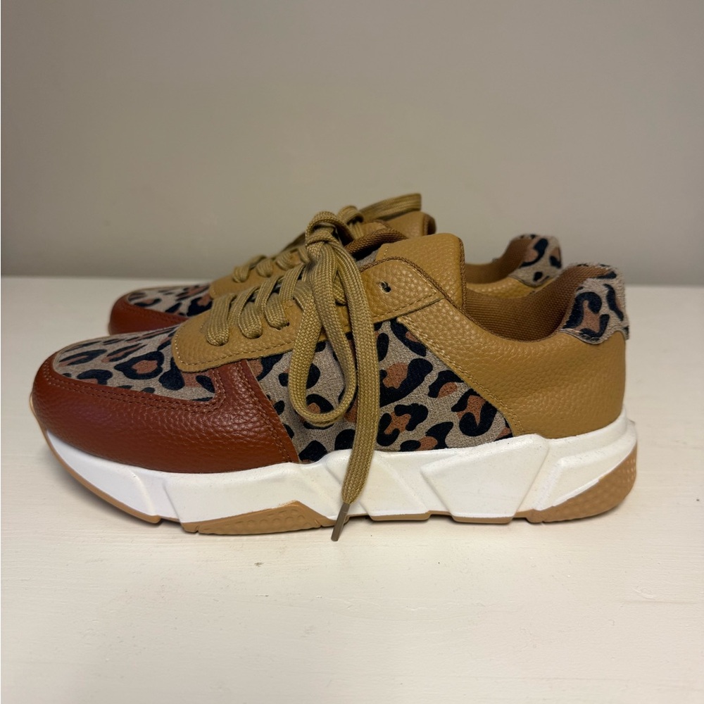 SHEIN Leopard Print Sneakers - Brown and Tan